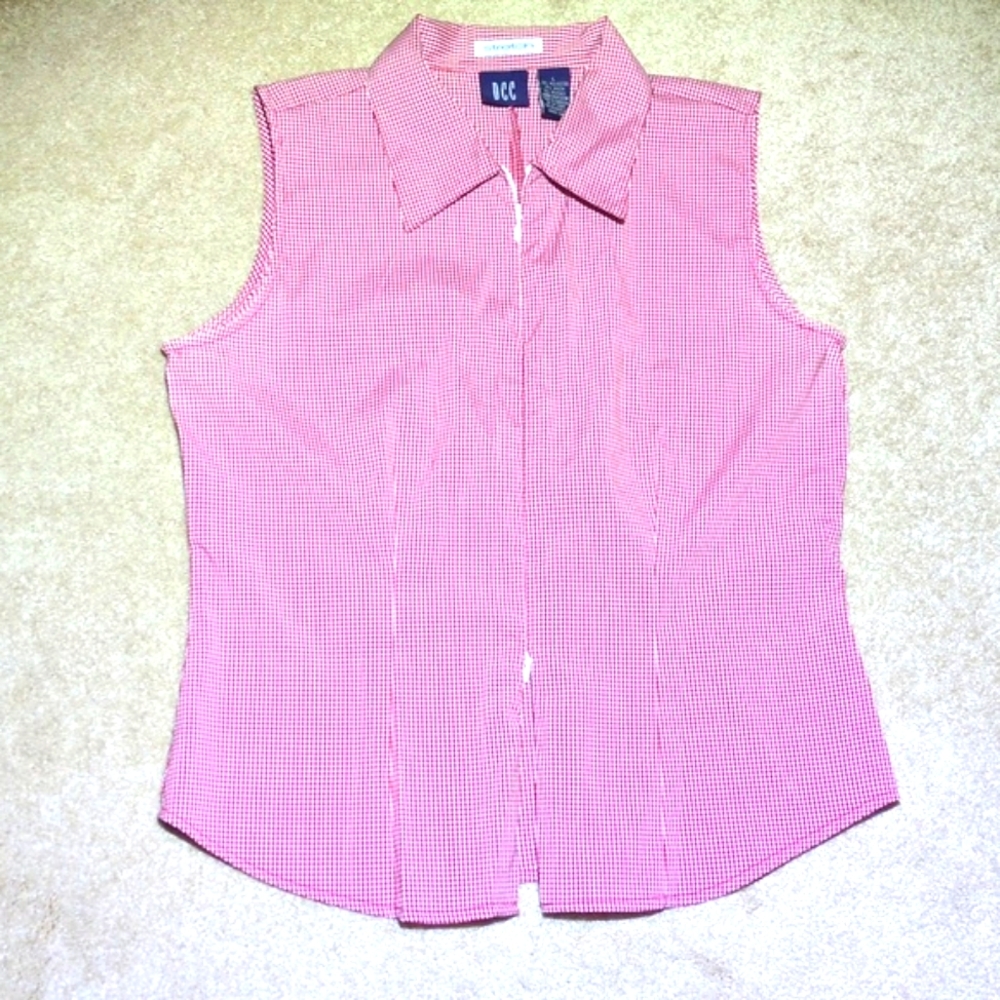 Red Gingham Tank Top / Gingham Sleeveless Shirt